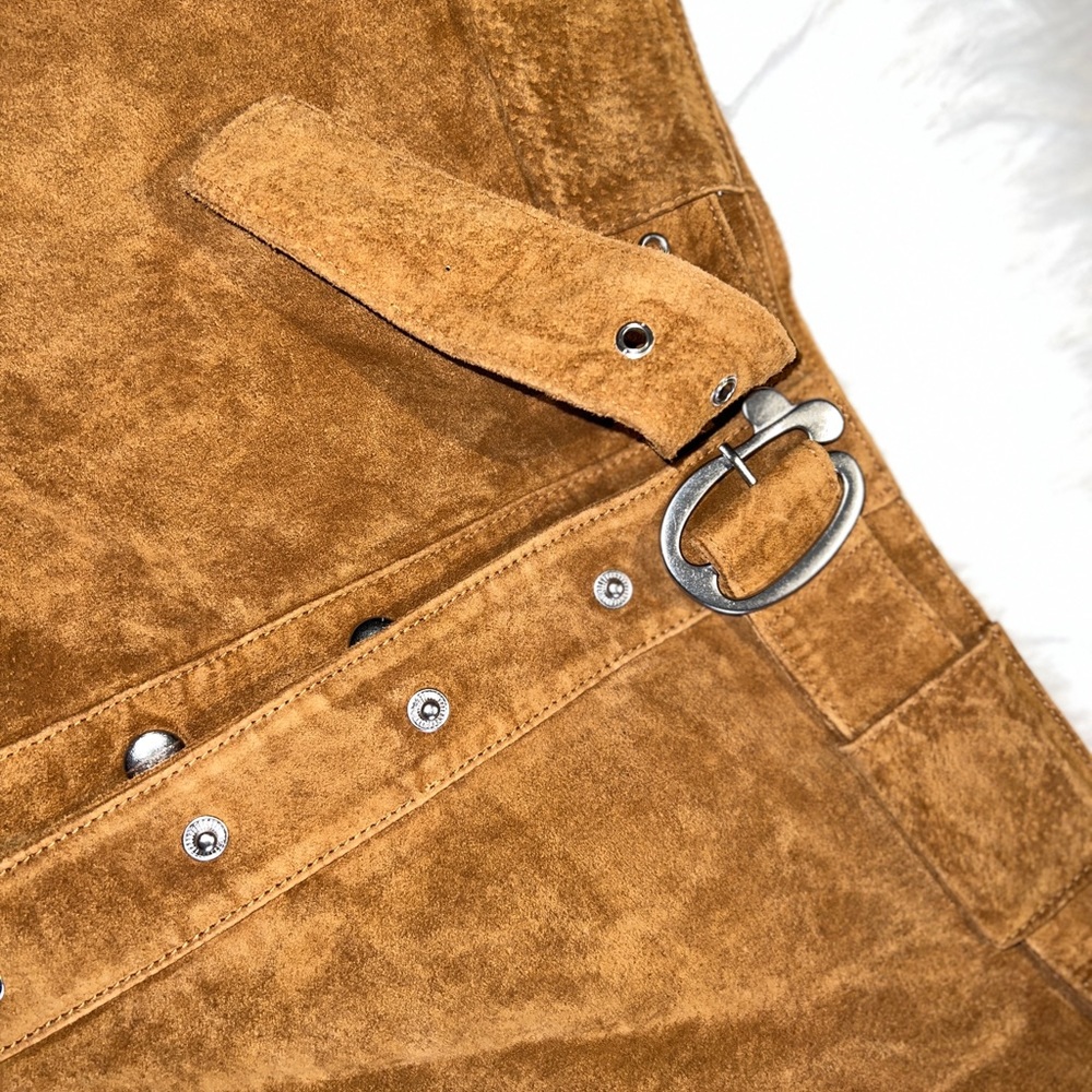 Zara “Auburn Brown” Suede Leather Skirt